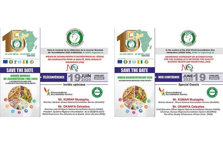WAAS - In the context of the 2020 World Accreditation Days Celebration (#WAD 2020), SOAC is organizing an awareness workshop on accreditation for the Journalists Network for Quality from ECOWAS region and Mauritania (JNQ)
