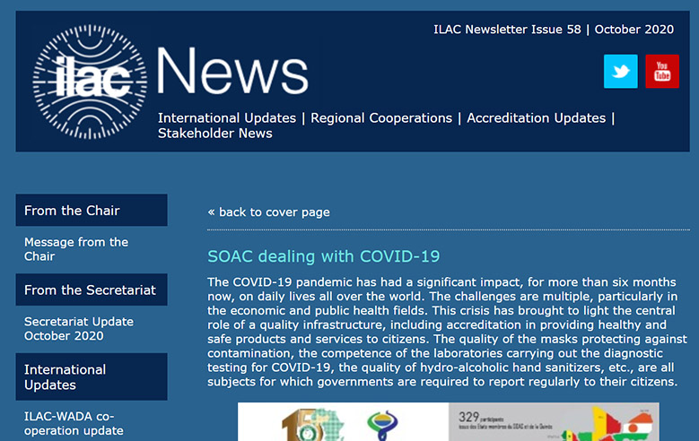 WAAS - COVID-19: SOAC and its partners’ actions in ILAC newsletter N58