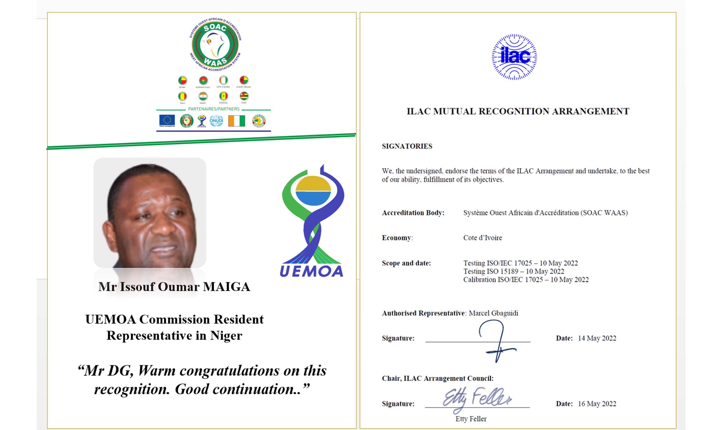 Mr Issouf Oumar MAIGA, UEMOA Commission Resident Representative, Niger