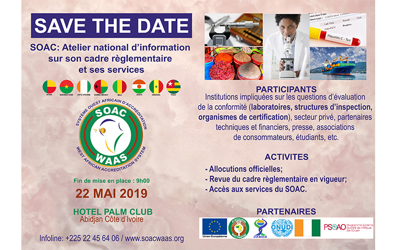 SOAC - SAVE THE DATE : Atelier national d’information sur son cadre règlementaire et ses services à ABIDJAN