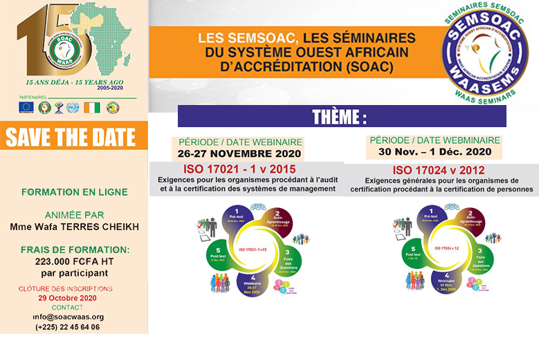 SOAC - Webinaires SEMSOAC ISO IEC 17024 et ISO IEC 17021-1 (26 Nov - 1 DEC 2020)