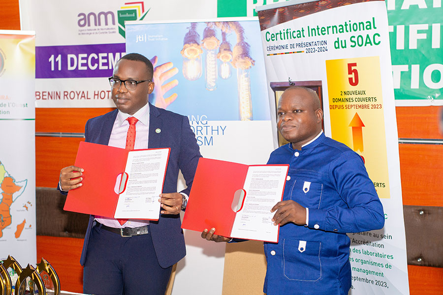 SOAC - Présentation du certificat international AFRAC – ILAC le 11 décembre à Cotonou Bénin